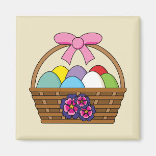 Easter Egg Hunt Basket with Pastel Eggs Magnet