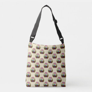 Easter Egg Hunt Basket with Pastel Eggs Pattern Crossbody Bag