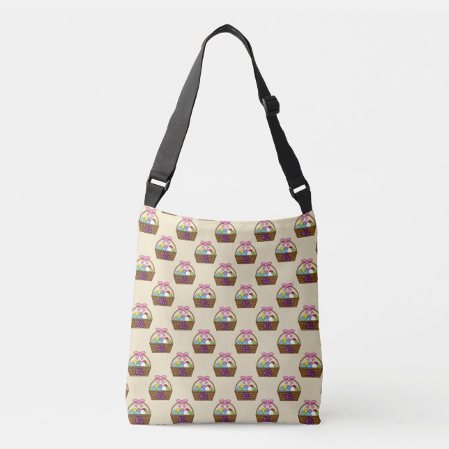 Easter Egg Hunt Basket with Pastel Eggs Pattern Crossbody Bag (Front)