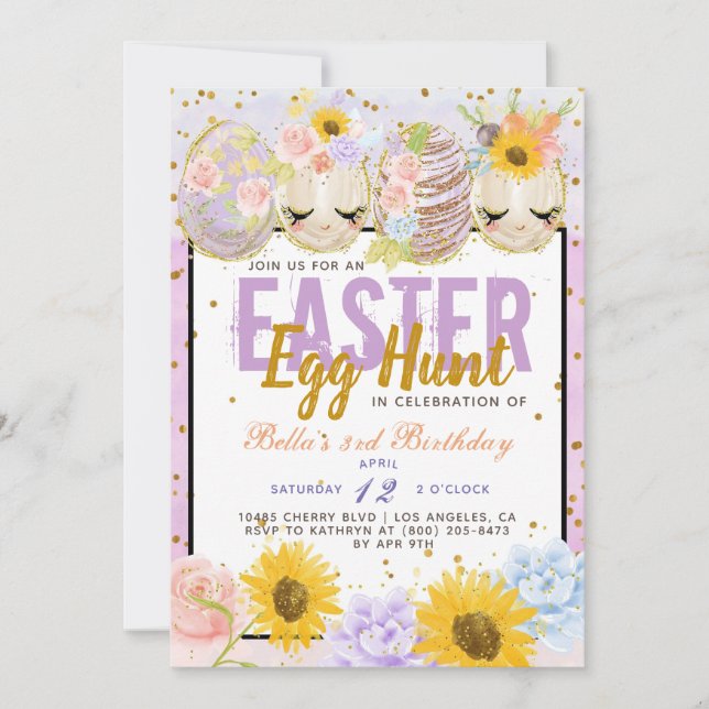 Easter Egg Hunt Birthday Invitation (Front)