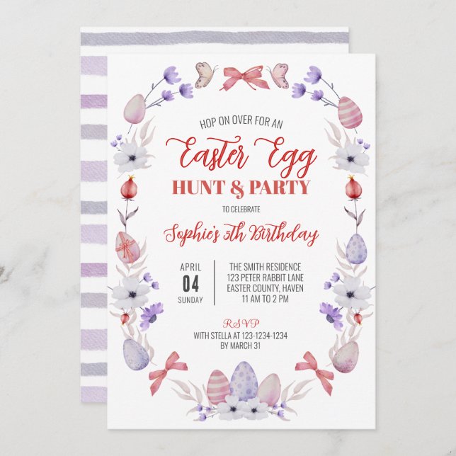 Easter Egg Hunt Birthday Party Invitation (Front/Back)