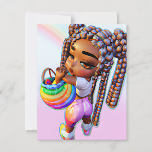 Easter Egg Hunt Black Girl Magic Melanin Girls Card
