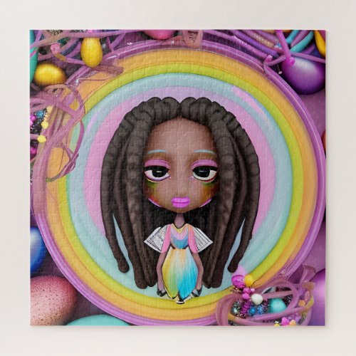 Easter Egg Hunt Black Girl Magic Melanin Girls Jigsaw Puzzle