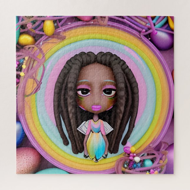 Easter Egg Hunt Black Girl Magic Melanin Girls Jigsaw Puzzle (Vertical)