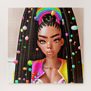 Easter Egg Hunt Black Girl Magic Melanin Girls Jigsaw Puzzle