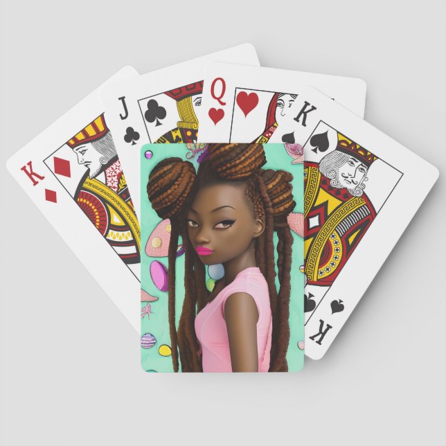 Easter Egg Hunt Black Girl Magic Melanin Girls Poker Cards (Back)