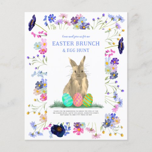 Easter Egg Hunt Brunch Bunny Floral Budget Flyer
