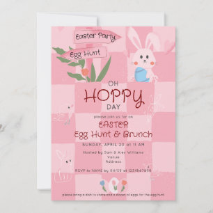 Easter Egg Hunt Brunch Cute Blue Watercolor Bunny Invitation