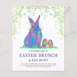 Easter Egg Hunt Brunch Cute Bunny Purple Budget Flyer