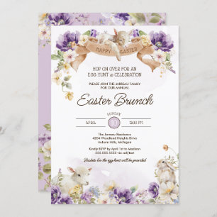 Easter Egg Hunt & Brunch Pastel Floral Holiday Inv Invitation