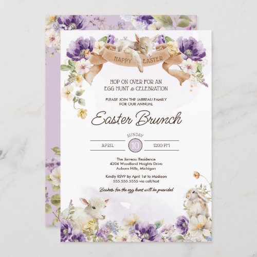 Easter Egg Hunt  Brunch Pastel Floral Holiday Inv Invitation