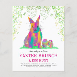 Easter Egg Hunt Brunch Pink Cute Bunny Budget Flyer
