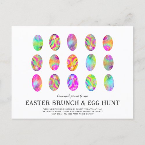 Easter Egg Hunt Brunch Watercolor abstract modern Invitation Postcard