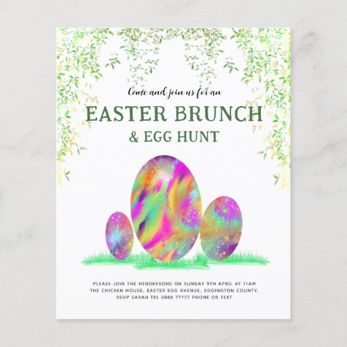 Easter Egg Hunt Brunch Watercolor budget Flyer