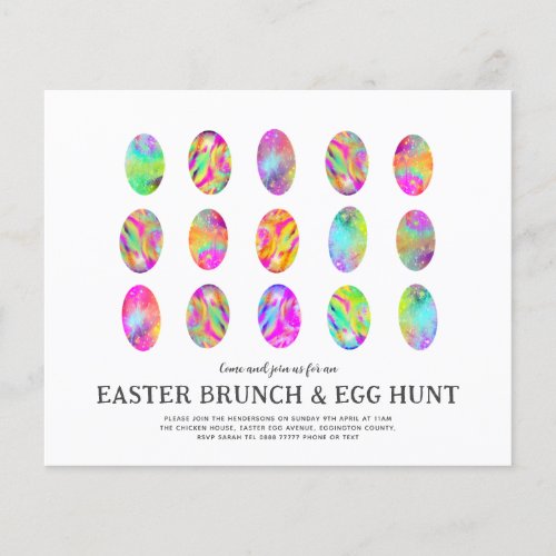 Easter Egg Hunt Brunch Watercolor colorful Flyer
