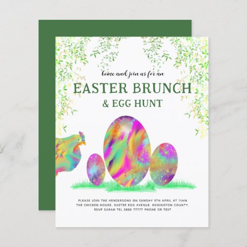 Easter Egg Hunt Brunch Watercolor Cute budget