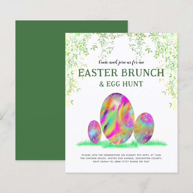Easter Egg Hunt Brunch Watercolor modern budget (Front/Back)