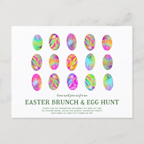 Easter Egg Hunt Brunch Watercolor modern budget Invitation Postcard