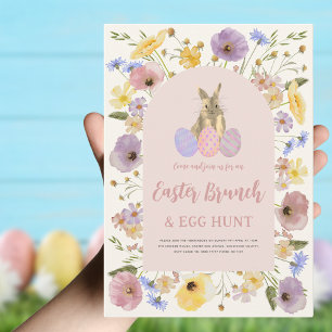 Easter Egg Hunt Brunch Wildflower Boho Bunny Invitation