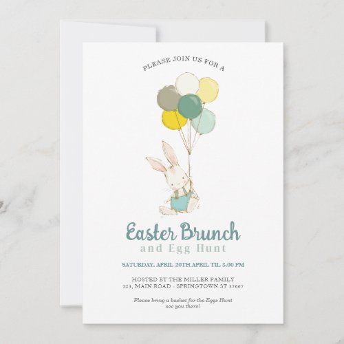 Easter Egg Hunt  Brunch  with Bunny Holiday Card