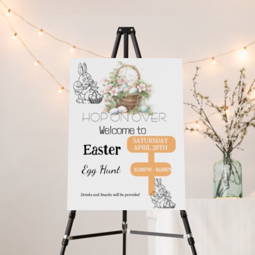 Easter Egg Hunt Bunny Basket Welcome  Foam Board