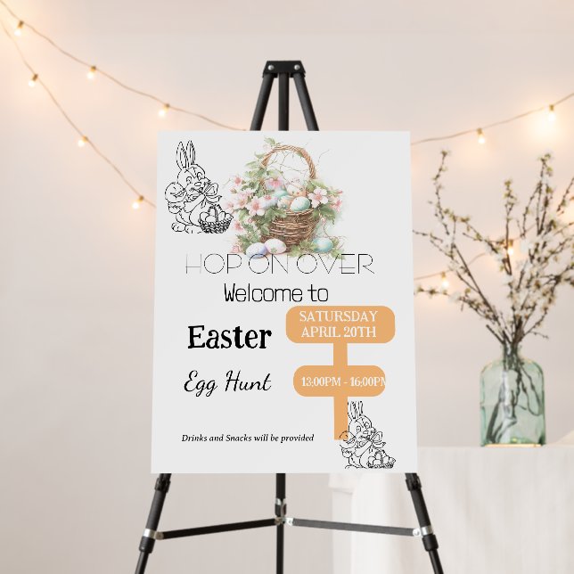 Easter Egg Hunt Bunny Basket Welcome  Foam Board (In Situ (Stand))