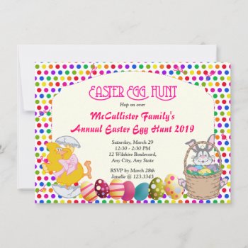 Easter Egg Hunt Bunny & Chick Invitation by thepapershoppe at Zazzle
