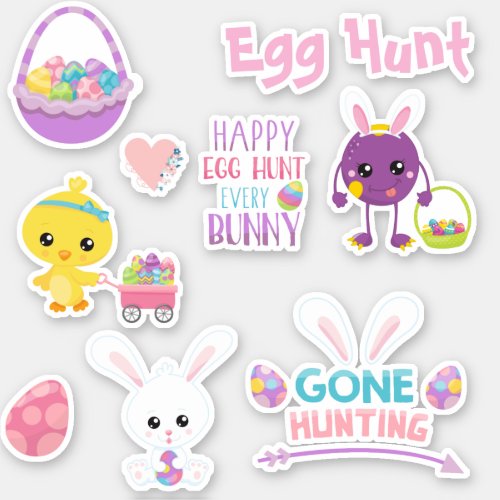 Easter Egg Hunt Bunny Chick Set Sticker