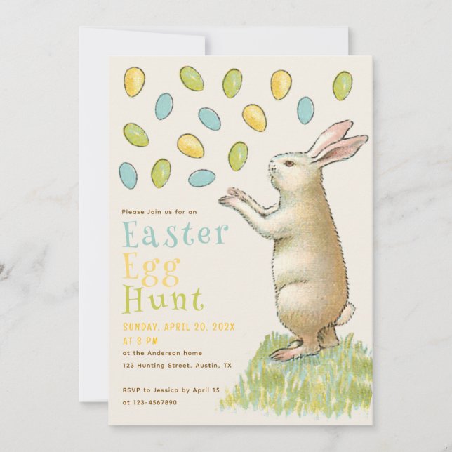 Easter Egg Hunt Bunny Cute Rabbit Invitation (Front)