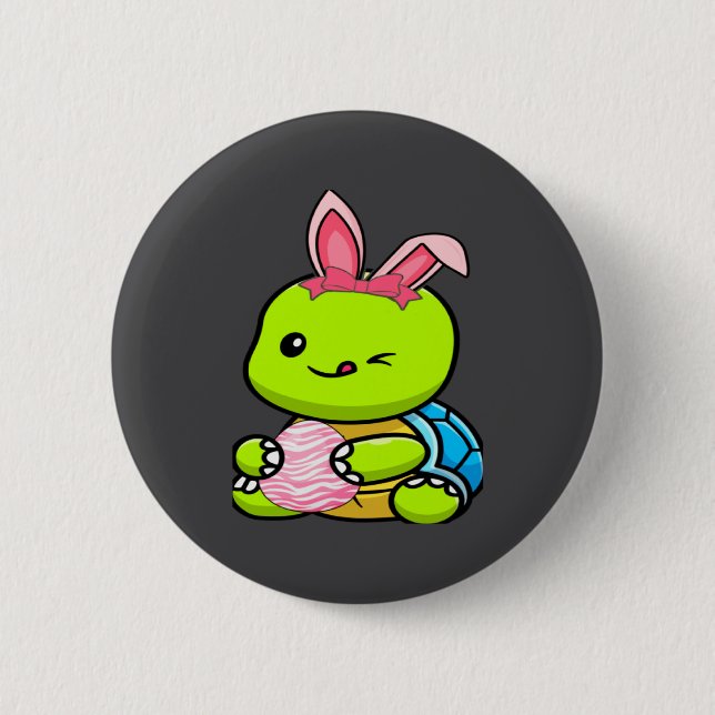 Easter Egg Hunt Bunny Ear Illustration Button (Front)