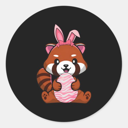 Easter Egg Hunt Bunny Ear Red Panda Easter Day 202 Classic Round Sticker