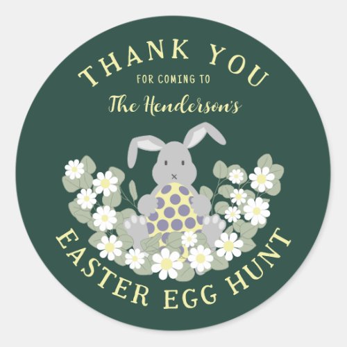 Easter Egg Hunt Bunny Floral  Classic Round Sticker