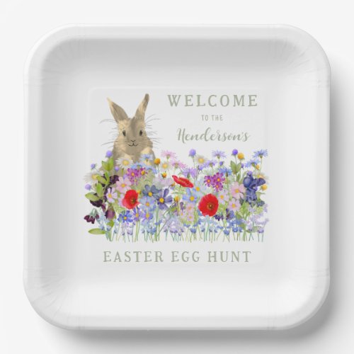 Easter Egg Hunt Bunny Floral  Paper Plates