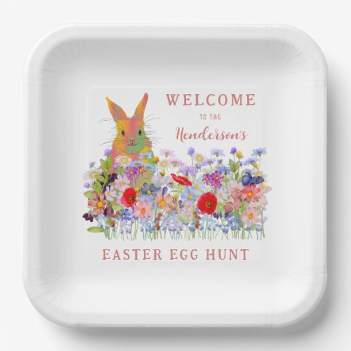 Easter Egg Hunt Bunny Floral Paper Plates