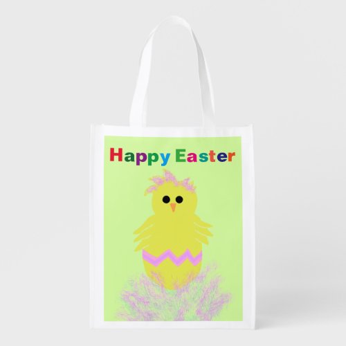 Easter Egg Hunt Bunny Pink  Chick Egg Grocery Bag