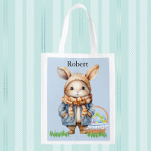 Easter Egg Hunt Bunny Rabbit add Child's Name Bag