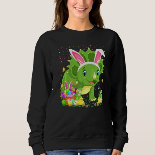 Easter Egg Hunt Bunny Triceratops Dinosaur Easter  Sweatshirt