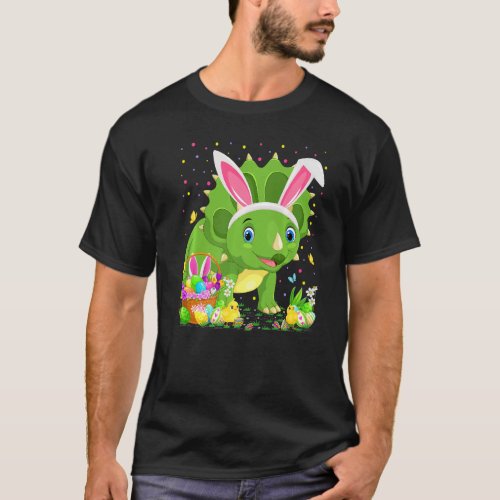Easter Egg Hunt Bunny Triceratops Dinosaur Easter  T_Shirt