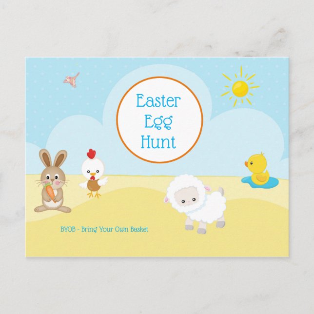 Easter Egg Hunt BYOB Custom Animals Scene Postcard (Front)