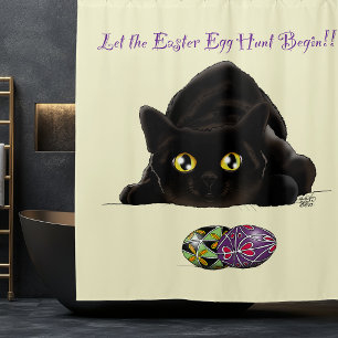 Easter Egg Hunt Cat Funny Shower Curtain