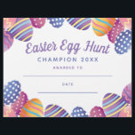 Easter Egg Hunt Champion Award Certificate<br><div class="desc">Cute Easter Egg Hunt Champion Award Certificate. A cute way to celebrate the holiday festivities.</div>