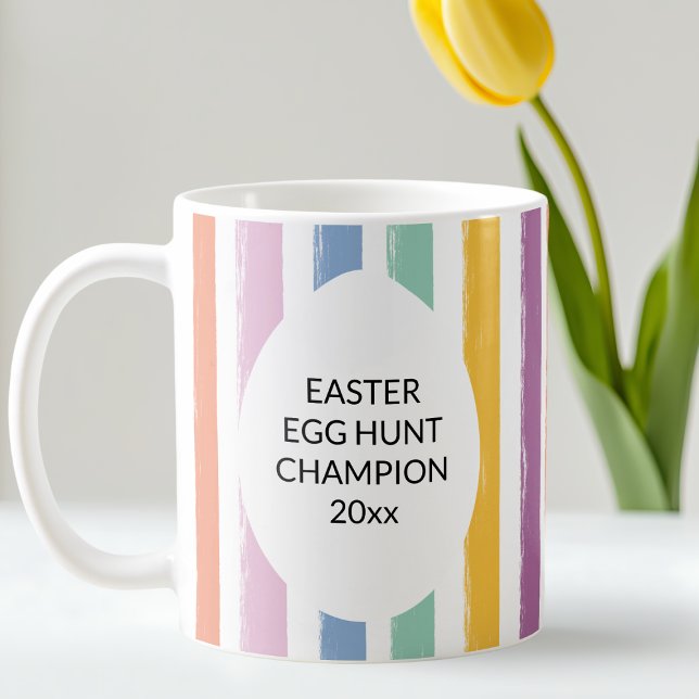 Easter Egg Hunt Champion Colorful Modern Striped Coffee Mug (Easter Egg Hunt Champion Colorful Modern Striped Coffee Mug)