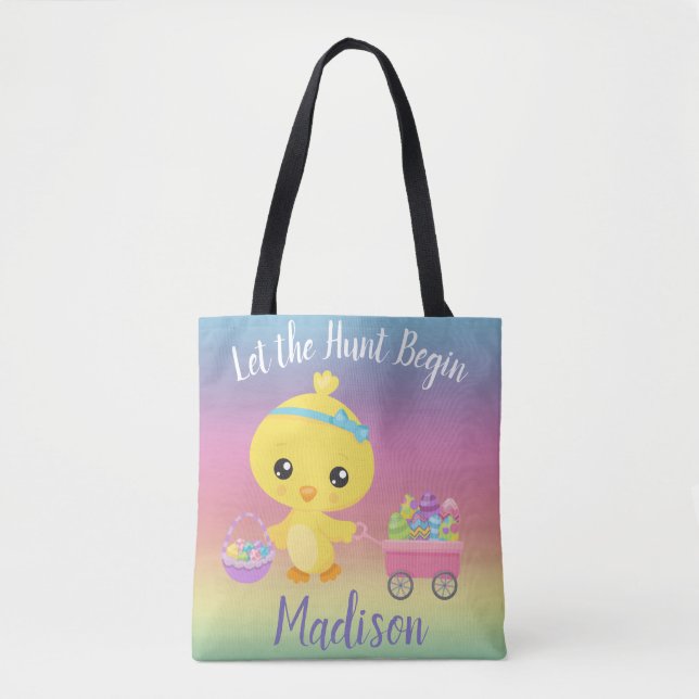 Easter Egg Hunt Chick Child's Personalized Tote Bag (Front)
