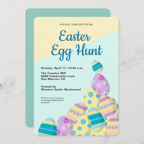 Easter Egg Hunt Colorful Eggs Hosted Event Invitation