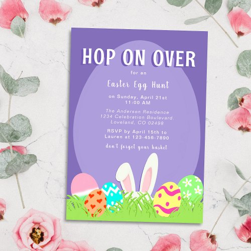 Easter Egg Hunt Colorful Modern Cute Bunny Rabbit Invitation