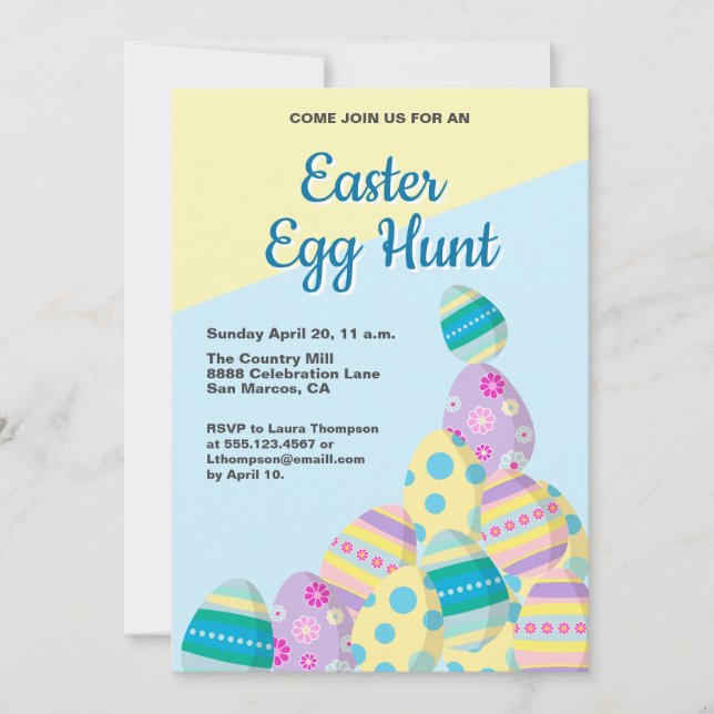 Easter Egg hunt colorful spring Custom Invitation (Front)