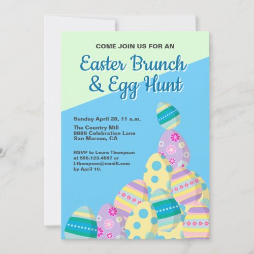 Easter Egg hunt colorful spring Custom Invitation