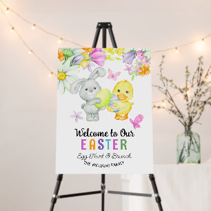 Easter Egg Hunt Cute Bunny & Chick Welcome Foam Board