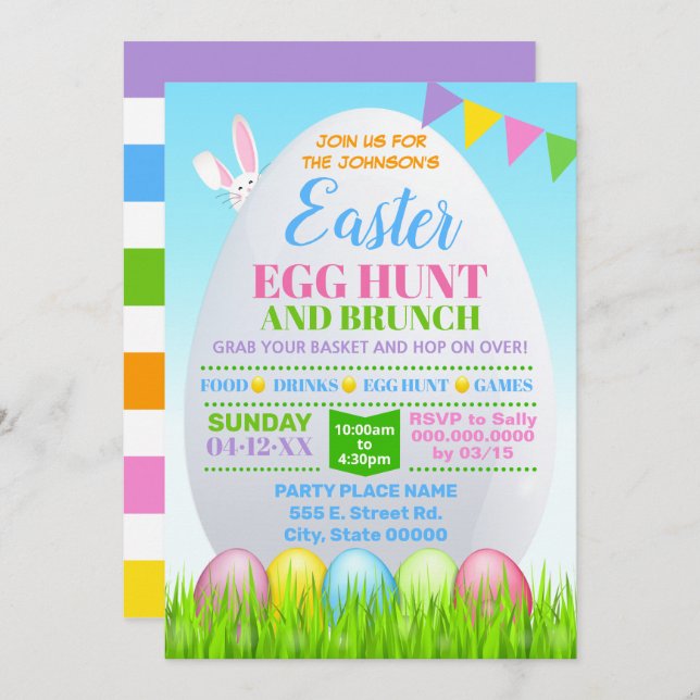 Easter Egg Hunt Easter Brunch Invitation (Front/Back)