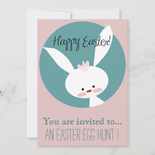 Easter Egg Hunt Easter party cartoon pink bunny Invitation